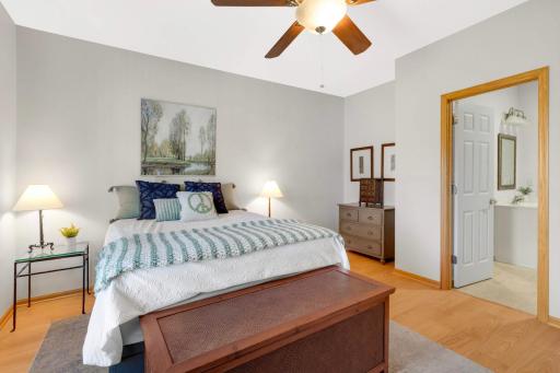 Primary with large jetted tub and shower, oversized closet