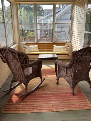 The charming front porch will be your new favorite spot for morning coffee--and the swing seat stays with the home!