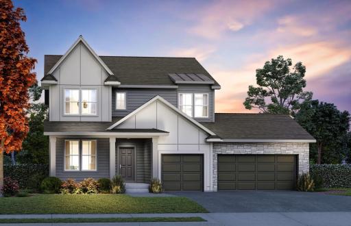 Welcome to 18250 102nd Place N. This is a rendering of the Modern French Country Elevation for this home, The Kenton.