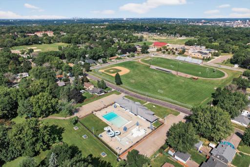 This community pool is right around the corner