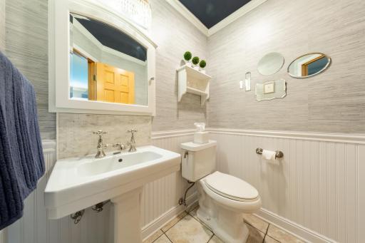 Half Bath on Main Floor with Wainscoating