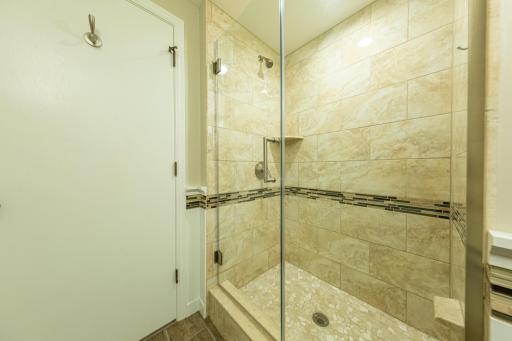 Lower Level Bath with Full Clear Glass Shower