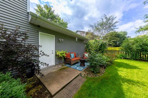 Back Side of Garage with Small Sitting Area