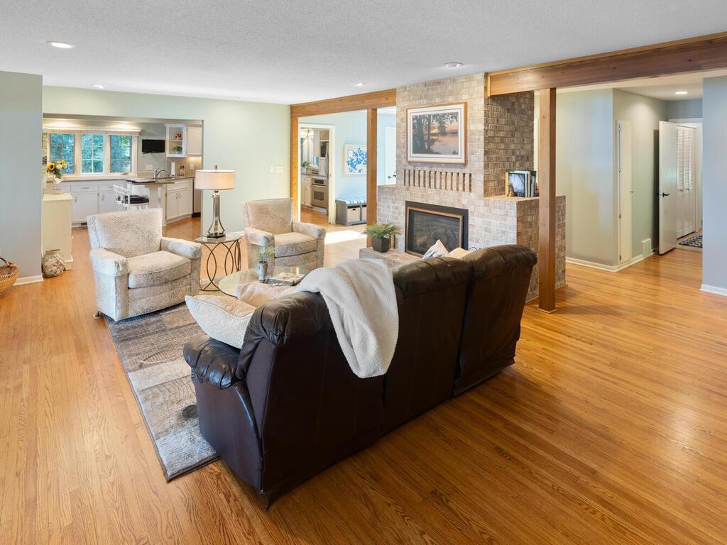 View from Living Room into Kitchen showing open concept floor plan.