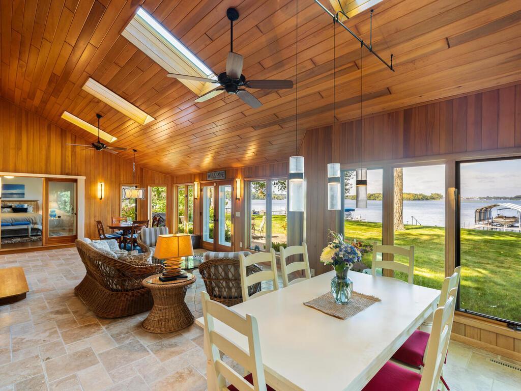 Great Room has sanded and sealed cedar walls and ceilings along with two ceiling fans!