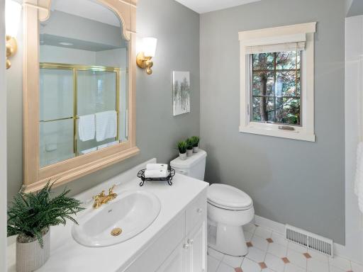 Full guest Bath is directly off of Living Room and adjacent to Second Bedroom.