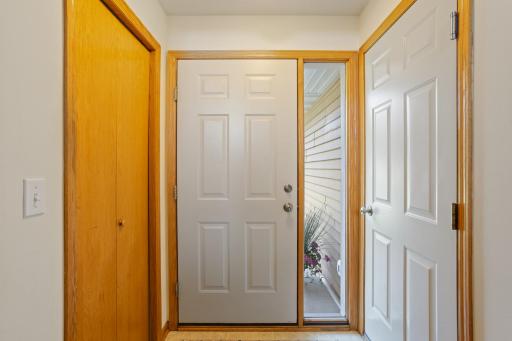 The entry has access to garage and a coat closet.
