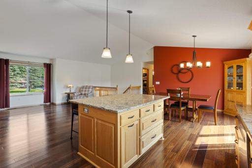 Custom kitchen island with 4'2" x 5'10" Cambria countertop.