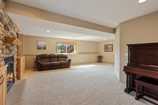 Spacious family room with lookout windows.