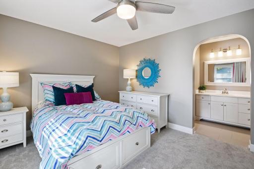 Third bedroom with adjoining Jack and Jill bathroom and walk-in closet.