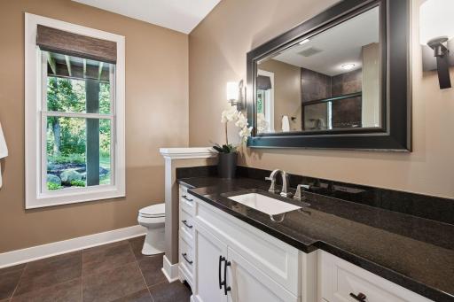 Lower level 3/4 bathroom with walk in shower.