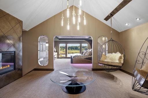 Existing in its own dimension: enjoy a custom-built bed and throne-like seating chamber, perfect for welcoming dawnâs first light.