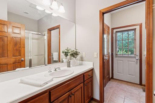 3/4 bath on Main with deck access for pool