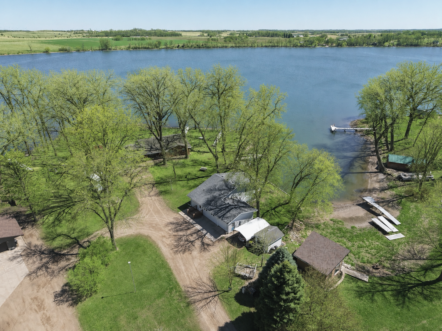 Aerial with lake view