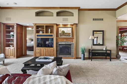 Main floor entertainment area with lighting and sound system.