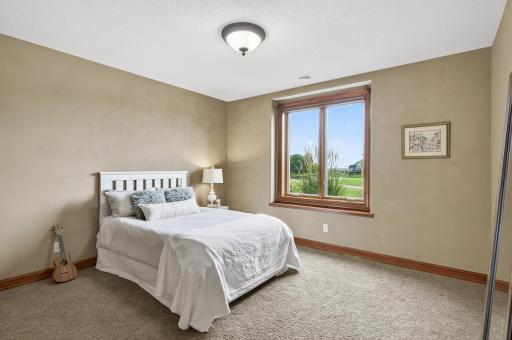 Lower level bedroom with large closet and great views.