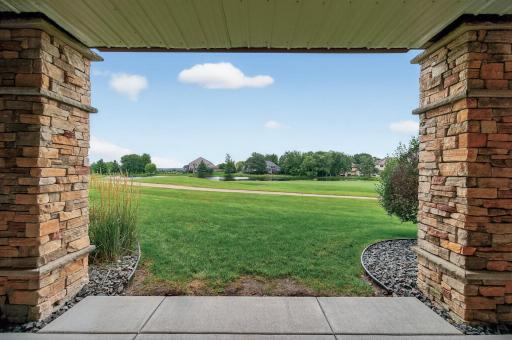 Looking out from the new lower level patio.