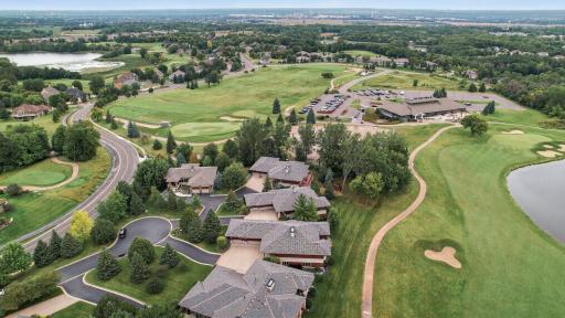 Aerial view of Wilds driving range and clubhouse