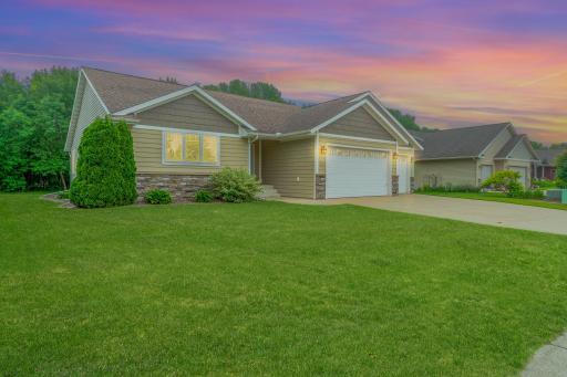 Photo for 225 Pinehurst Drive, Mankato, MN 56001 - listing #6782180 Twilight photo emphasizes the home’s exterior features and welcoming appearance