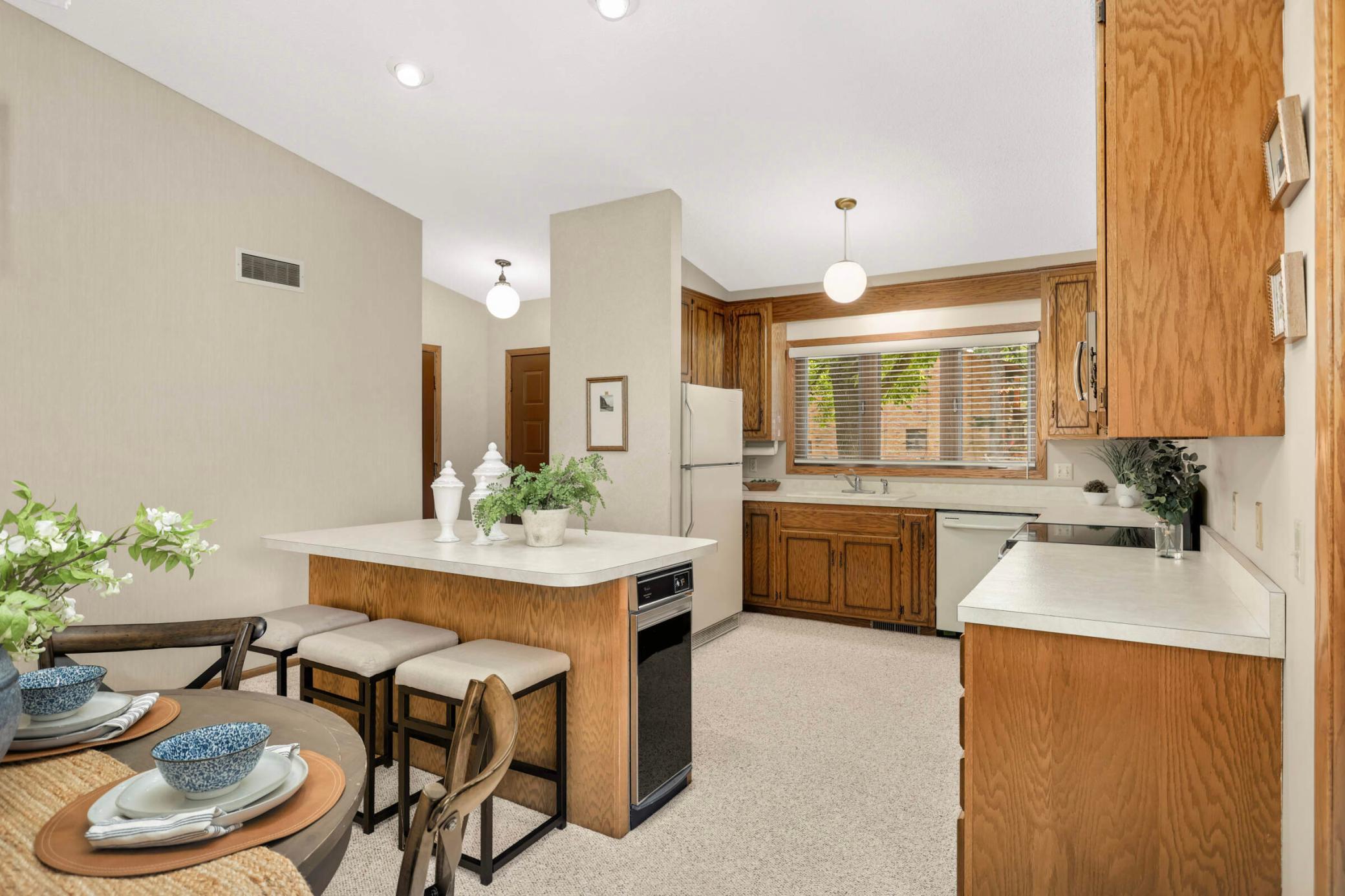 spacious kitchen with islandS