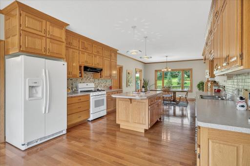 All appliances are included. The ceramic tile backsplash helps makes cleanup easy, and it looks pretty too.