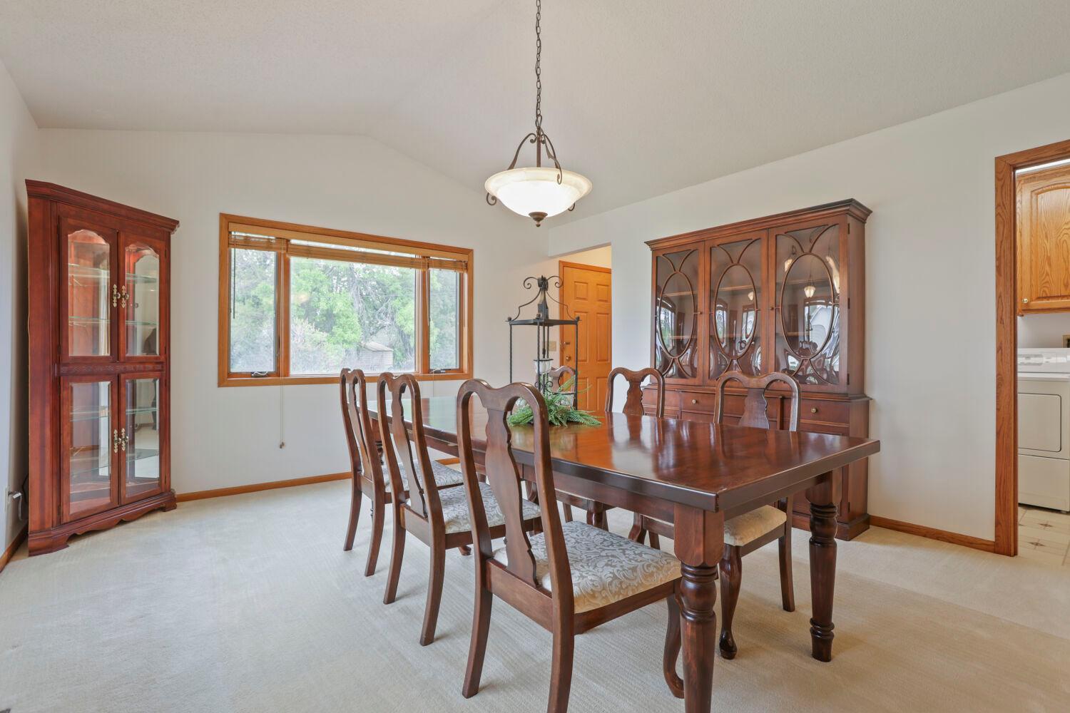 Huge dining area can easily be transformed to another living space.