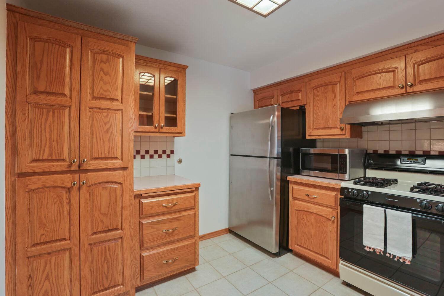 The kitchen has a nice pantry area, too.