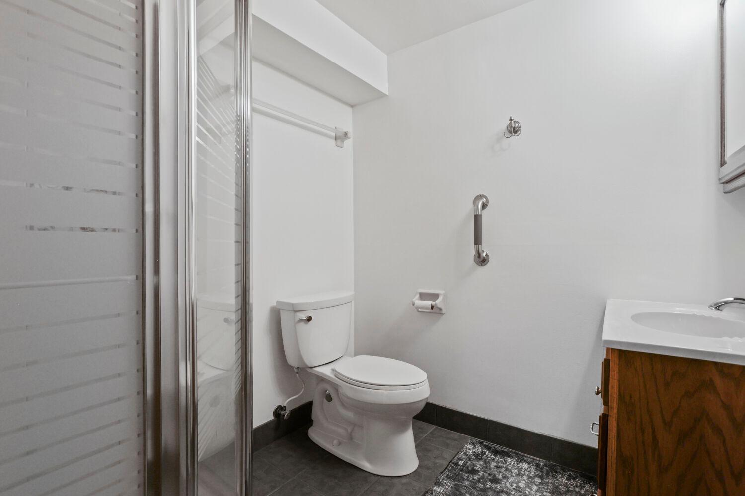 Convenient lower level bathroom.