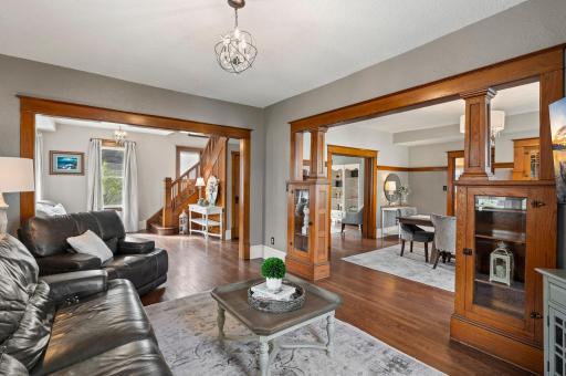 Main level living room is open and bright