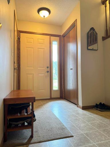 A shot of the front door and the entryway.