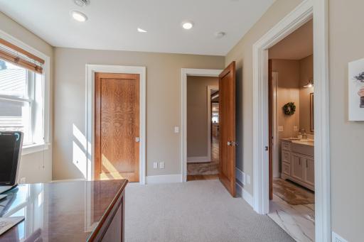 The doors are all 7â6â custom-made, quarter-sawn white oak with glass vintage-style knobs.