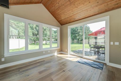 There is a hookup for a future gas stove if desired. The patio door to the backyard is 8â wide x 8â high.