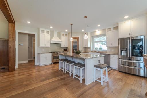 The stainless appliances including a 36â gas range, BOSCH dishwasher, LG refrigerator with InstaView door.
