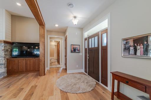 Geo-thermal in-floor heat runs throughout the entire main floor of the home, with forced air backup. Wide-plank white oak hardwood floors run throughout most of the main floor.