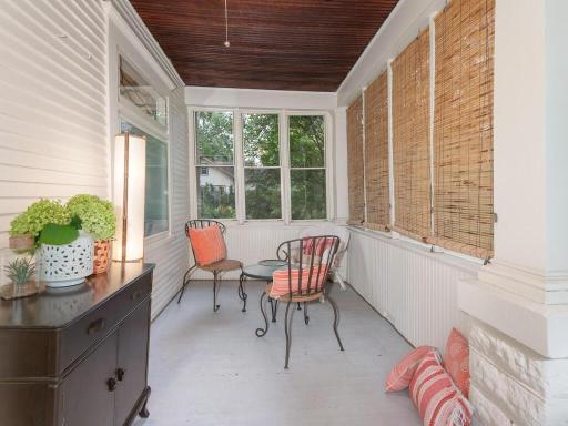 Traditional front porch with gorgeous beadboard ceiling