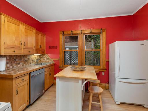 Kitchen cabinets were carefully chosen to blend with home's style