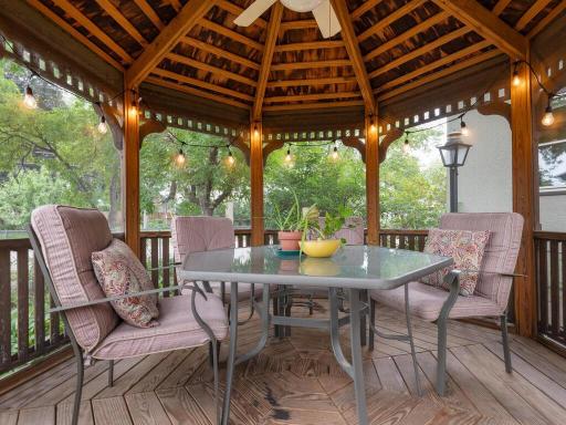 Gazebo with electricity and ceiling fan - nice spot!