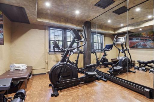 The exercise room is located on the lower level for the convience of a good workout at home.