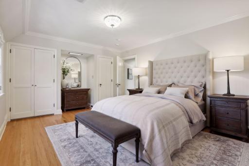 The third bedroom is featured on the second level.