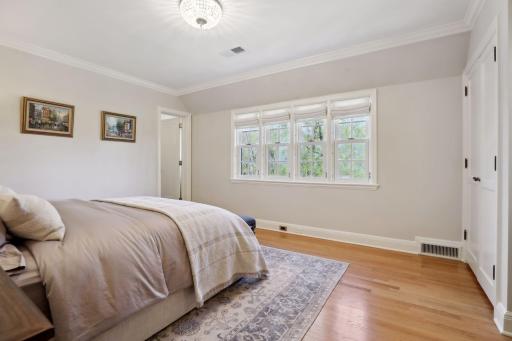 The third bedroom is featured on the second level.