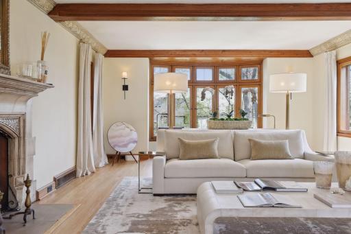 The main level living room with was beautifully decorated and comfortably designed to host a large number of guests.