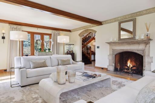 The main level living room with was beautifully decorated and comfortably designed to host a large number of guests.