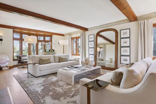 The main level living room with was beautifully decorated and comfortably designed to host a large number of guests.