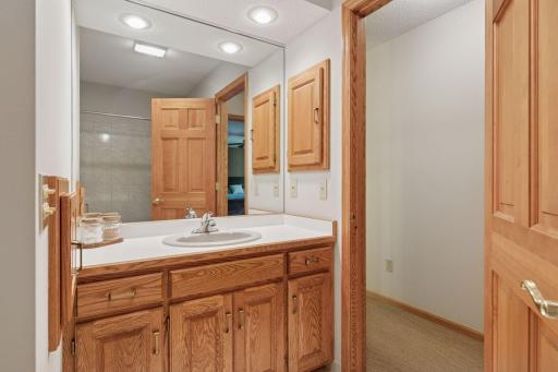 Well-appointed full bathroom on the upper floor.