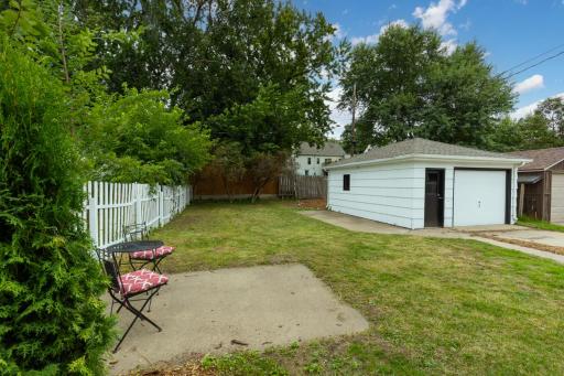 Detached garage plus plenty of space for gardening or play