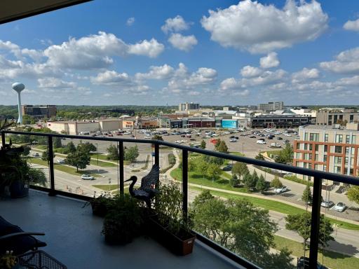 Panoramic views and plenty of room for your potted plants on the largest balcony size in the building