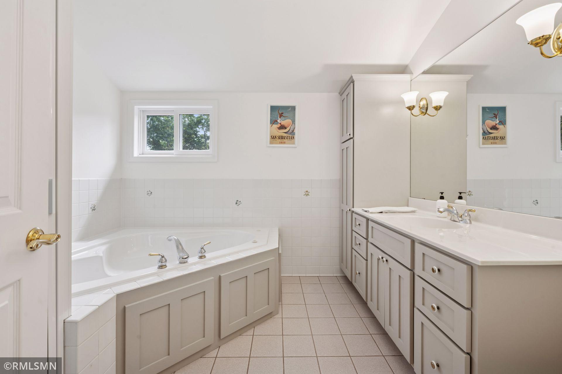 Primary bath with soaking tub and separate shower