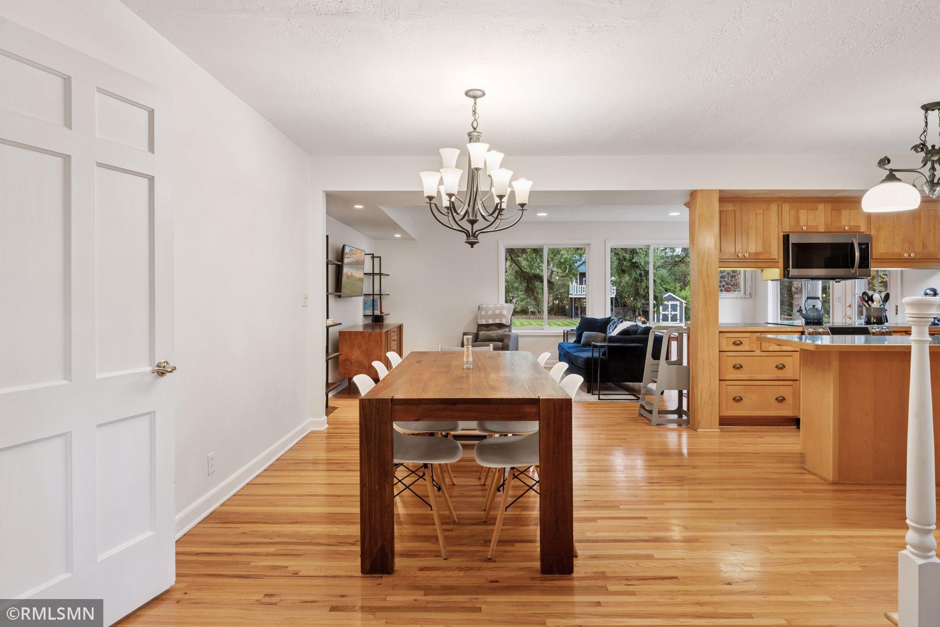 Large dining space open to kitchen and family room