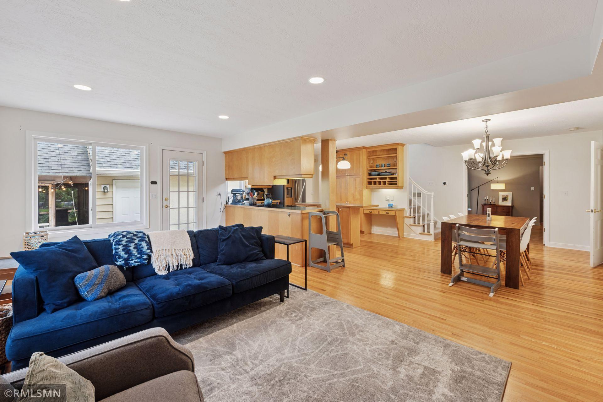 Bright,open family room is part of 1995 addition