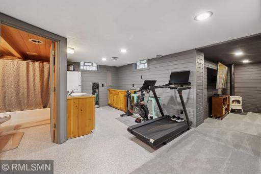 Downstairs has kitchenette, full bath and family room with all new flooring